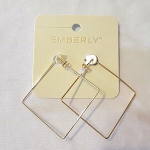 Emberly Gold Tone Square Hoop Earings